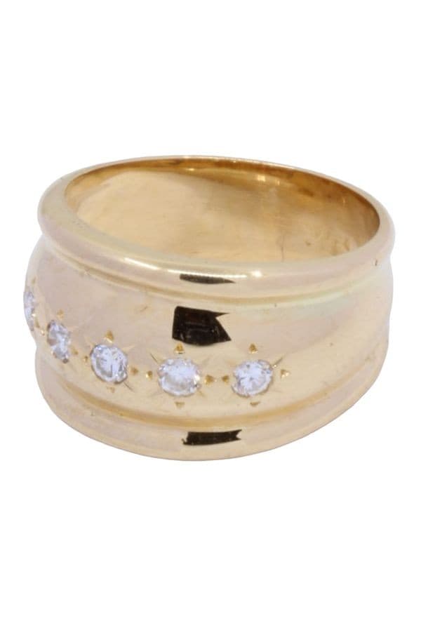 BAGUE JONC DIAMANTS GODRONNÉ — vue 3