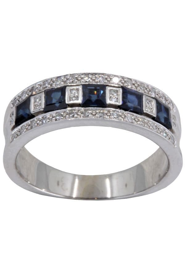 BAGUE MODERNE SAPHIRS ET DIAMANTS — vue 1