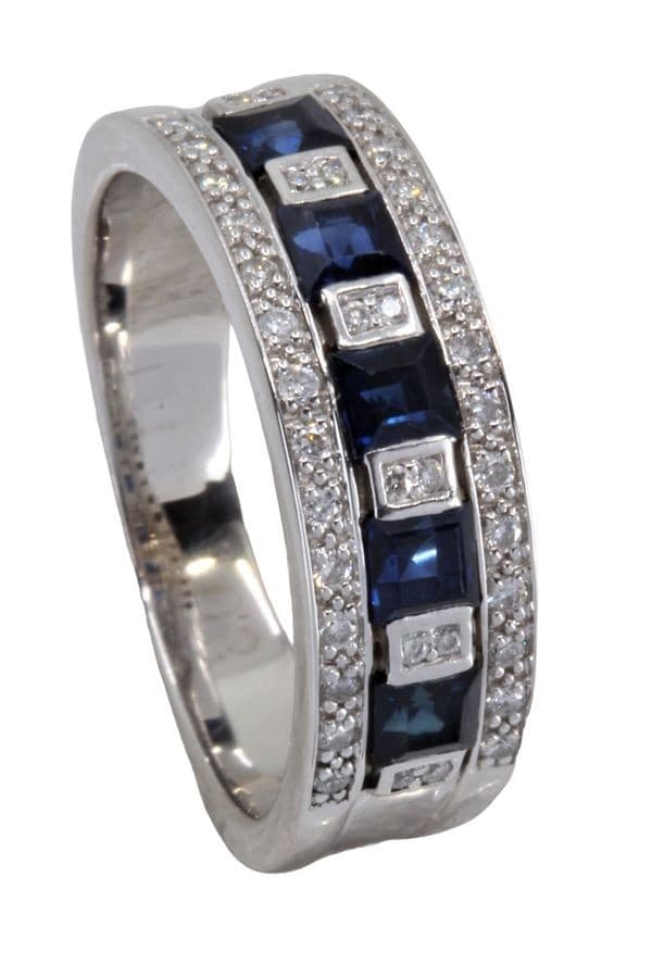 BAGUE MODERNE SAPHIRS ET DIAMANTS — vue 4