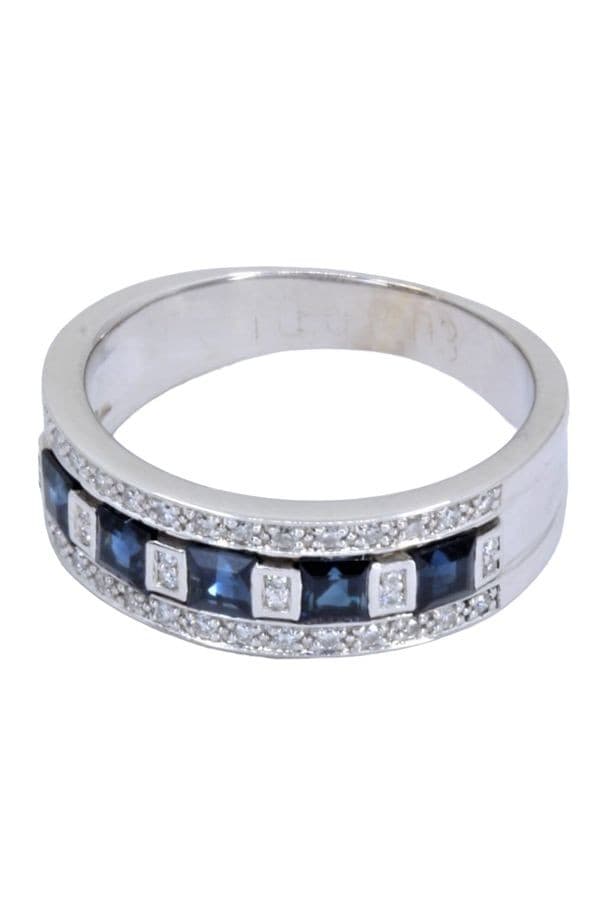 BAGUE MODERNE SAPHIRS ET DIAMANTS — vue 5
