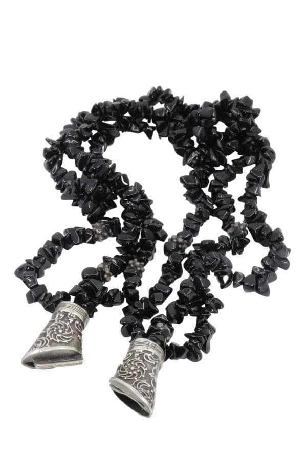 COLLIER 3 RANGS ARGENT ONYX — vue 3