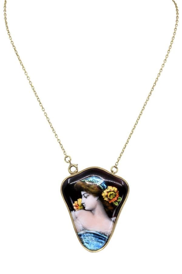 COLLIER ANCIEN ÉMAIL DE LIMOGES — vue 1