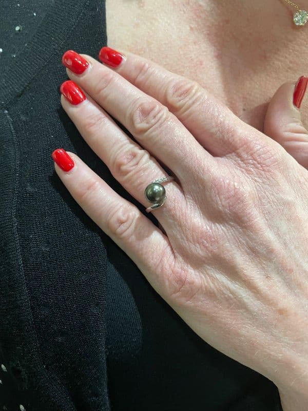 BAGUE TOURBILLON PERLE DE TAHITI ET DIAMANTS — vue 2