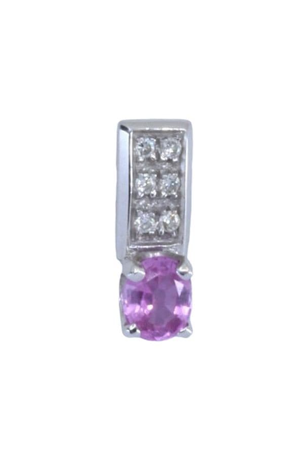 PENDENTIF SAPHIR ROSE ET DIAMANTS — vue 1