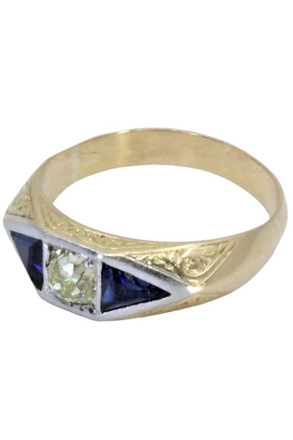 BAGUE ART-DÉCO SAPHIRS ET DIAMANT — vue 3