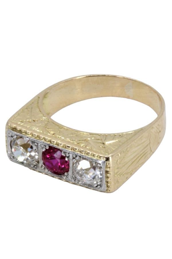 BAGUE ART-DÉCO RUBIS ET DIAMANTS — vue 6
