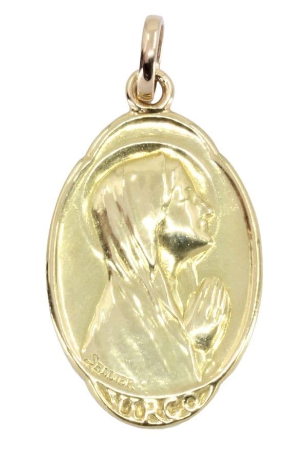 MÉDAILLE  VIERGE ART-DÉCO SIGNÉE SELLIER