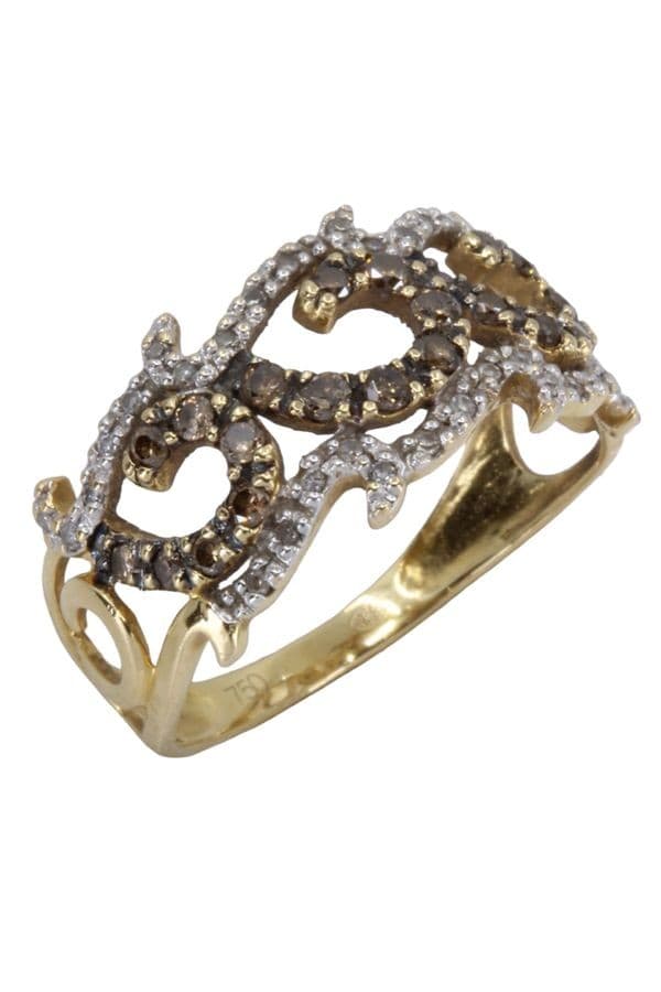 BAGUE MODERNE DIAMANTS NOIRS ET BLANCS — vue 3