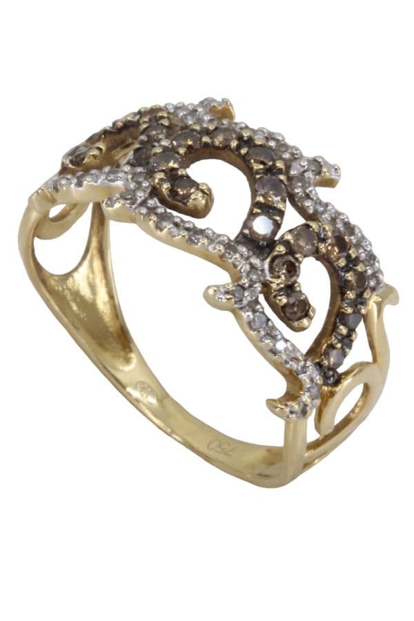 BAGUE MODERNE DIAMANTS NOIRS ET BLANCS — vue 4