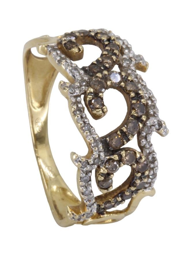 BAGUE MODERNE DIAMANTS NOIRS ET BLANCS — vue 5