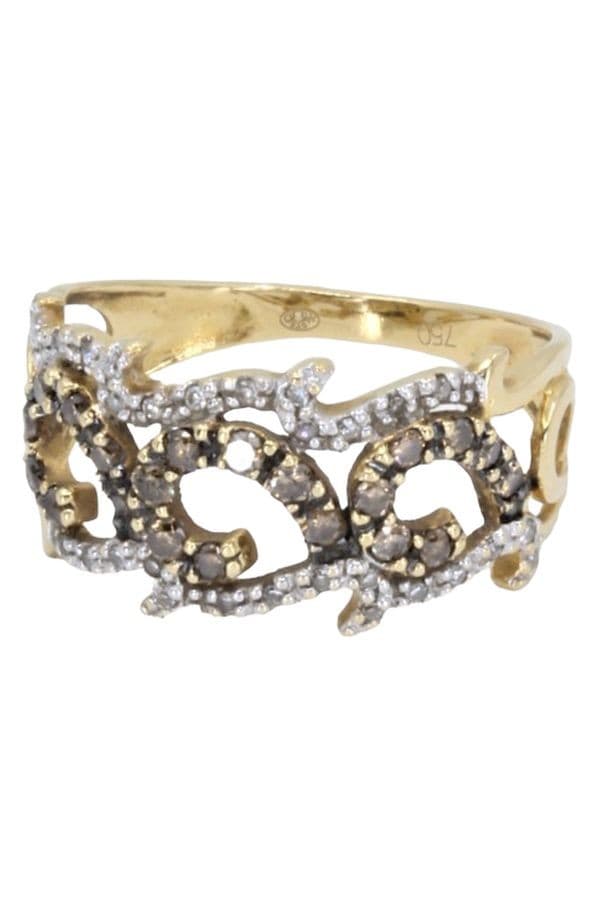 BAGUE MODERNE DIAMANTS NOIRS ET BLANCS — vue 6