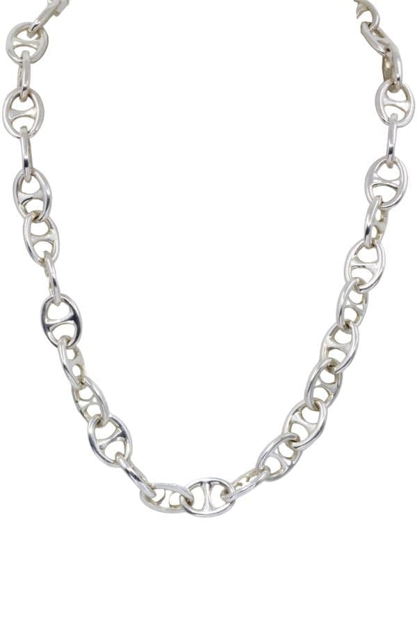 COLLIER ARGENT MAILLE MARINE — vue 1