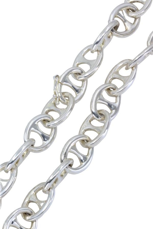 COLLIER ARGENT MAILLE MARINE — vue 3