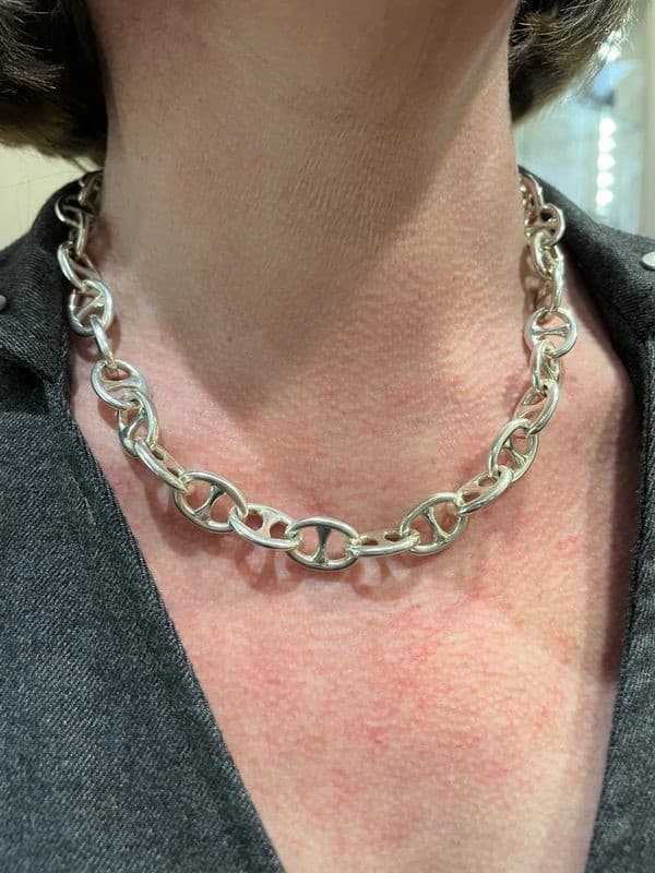 COLLIER ARGENT MAILLE MARINE — vue 2