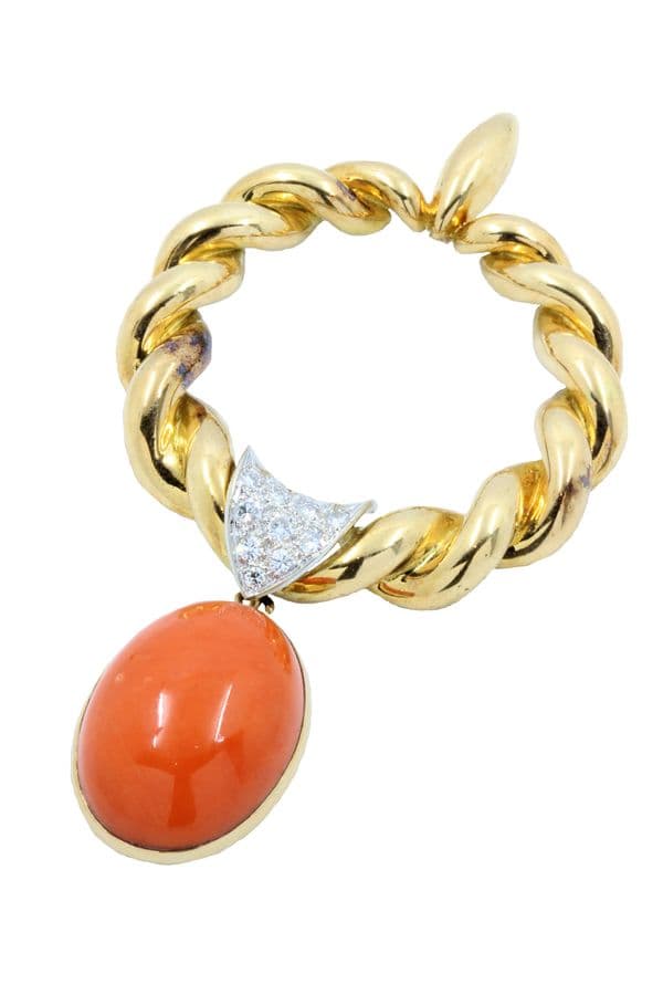 PENDENTIF CORAIL ET DIAMANTS — vue 2