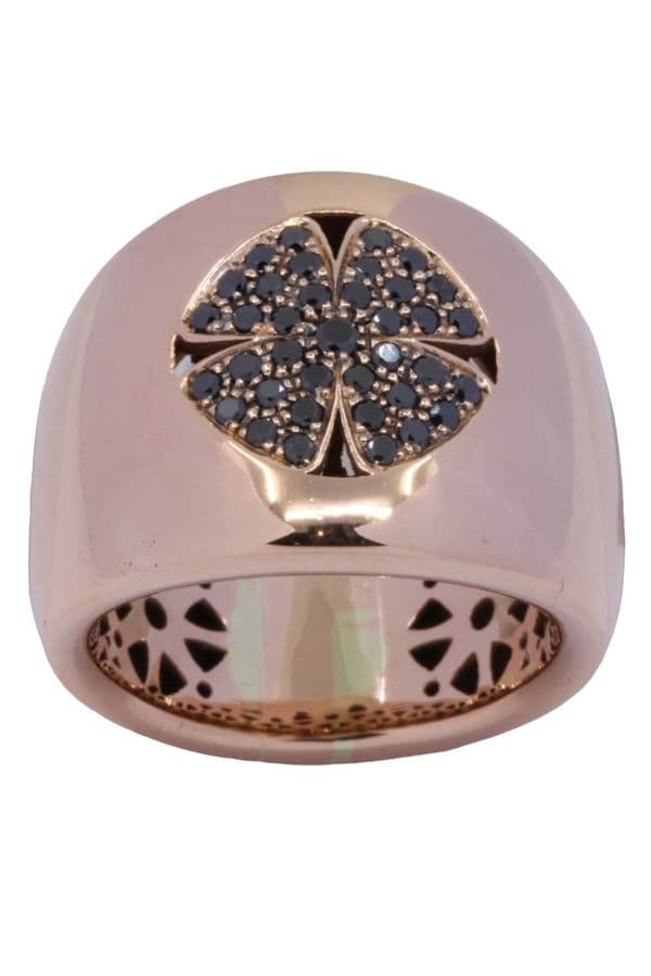 BAGUE TRÈFLE DIAMANTS NOIRS — vue 1