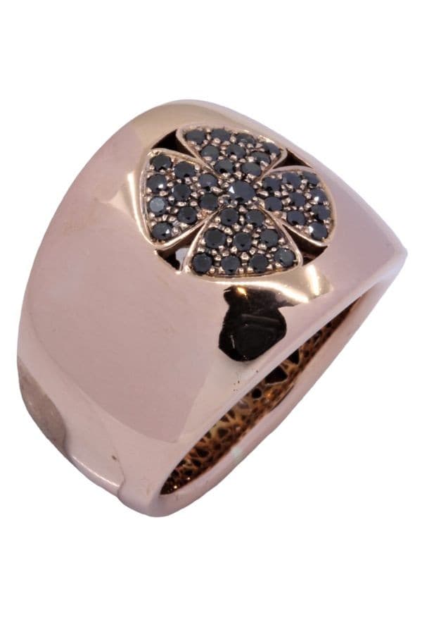 BAGUE TRÈFLE DIAMANTS NOIRS — vue 4