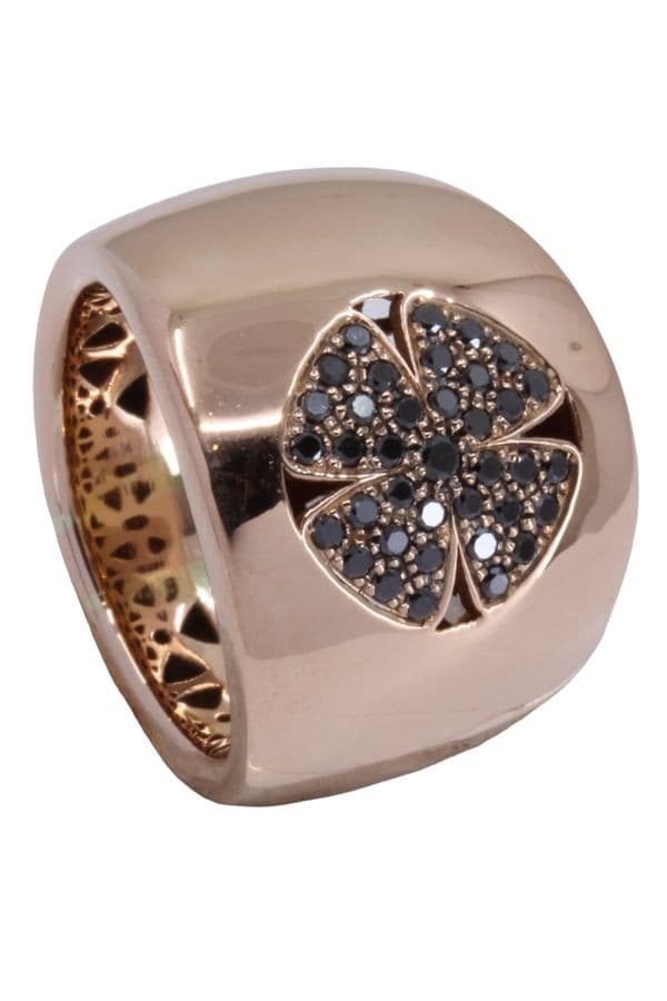 BAGUE TRÈFLE DIAMANTS NOIRS — vue 6