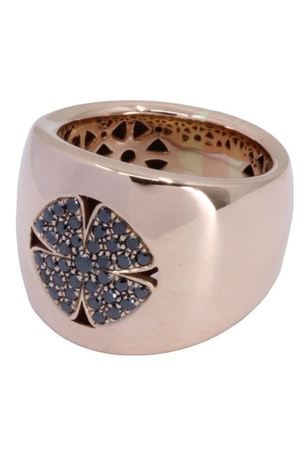 BAGUE TRÈFLE DIAMANTS NOIRS — vue 3
