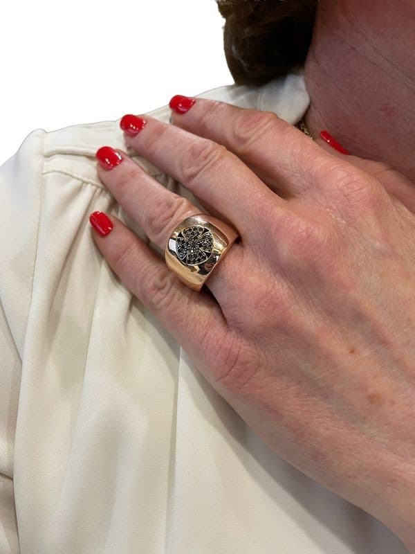 BAGUE TRÈFLE DIAMANTS NOIRS — vue 2