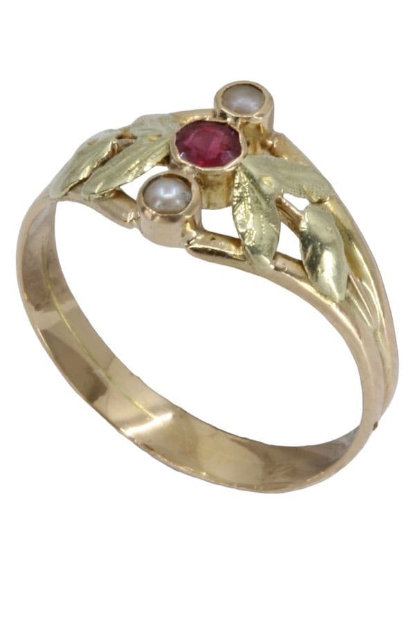 BAGUE NAPOLÉON III PERLES ET RUBIS — vue 4