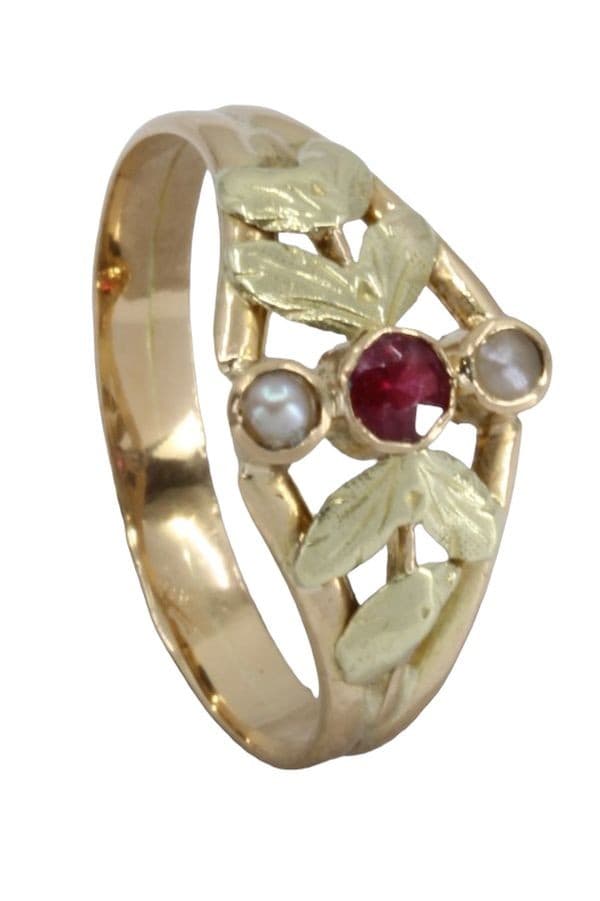 BAGUE NAPOLÉON III PERLES ET RUBIS — vue 5