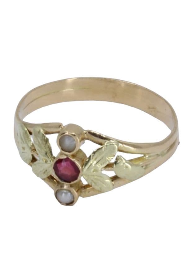 BAGUE NAPOLÉON III PERLES ET RUBIS — vue 6
