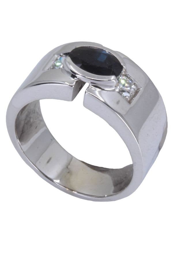 BAGUE MODERNE SAPHIR ET DIAMANTS — vue 6