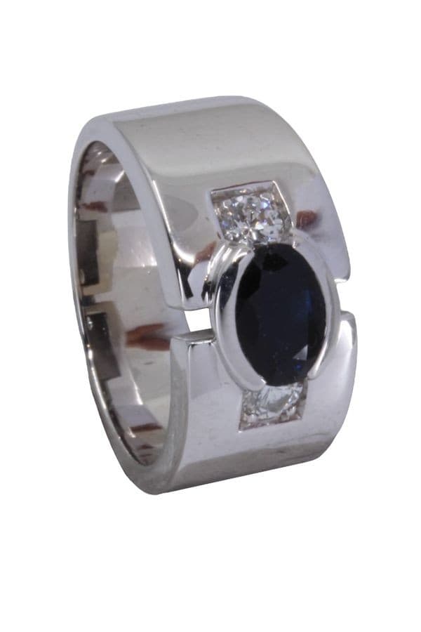 BAGUE MODERNE SAPHIR ET DIAMANTS — vue 5