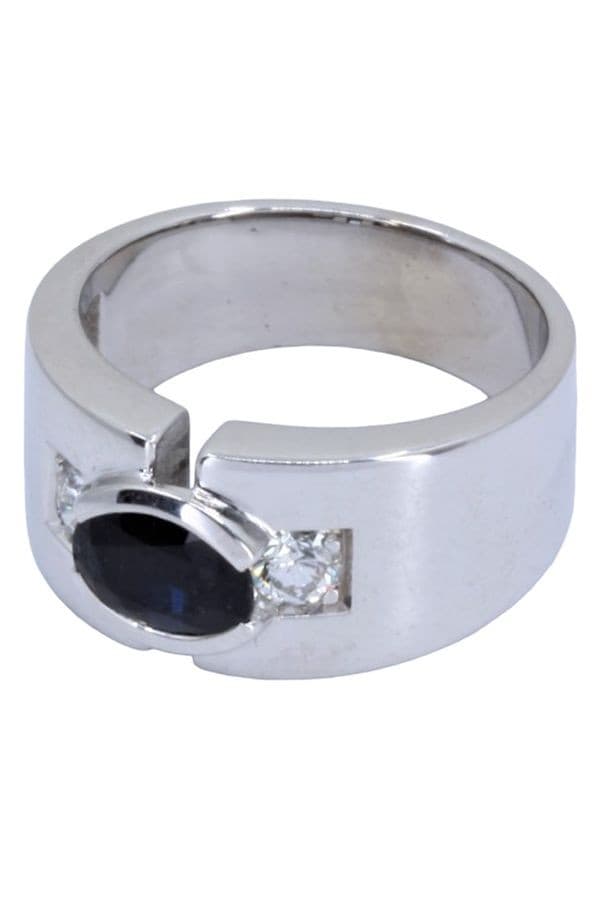 BAGUE MODERNE SAPHIR ET DIAMANTS — vue 3