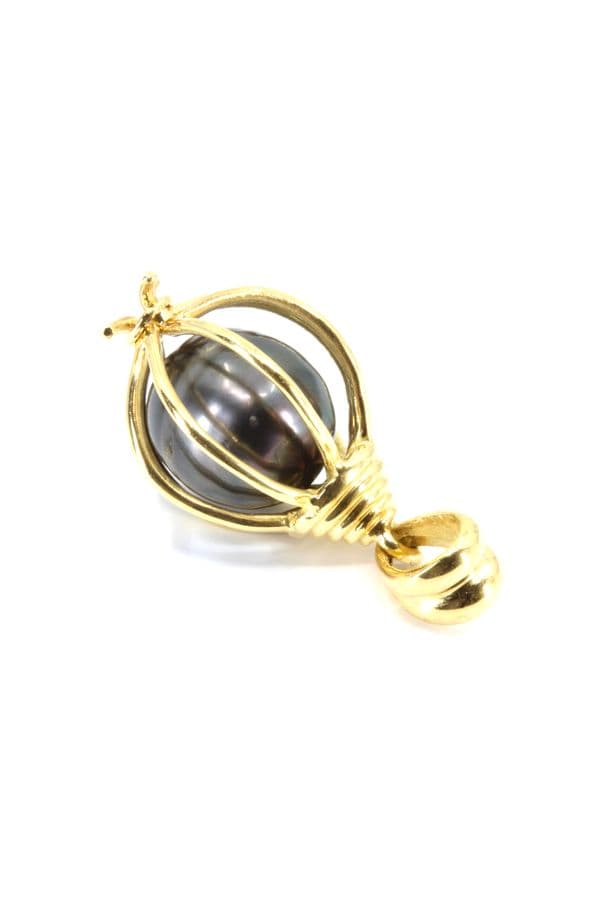 PENDENTIF PERLE NOIRE — vue 2