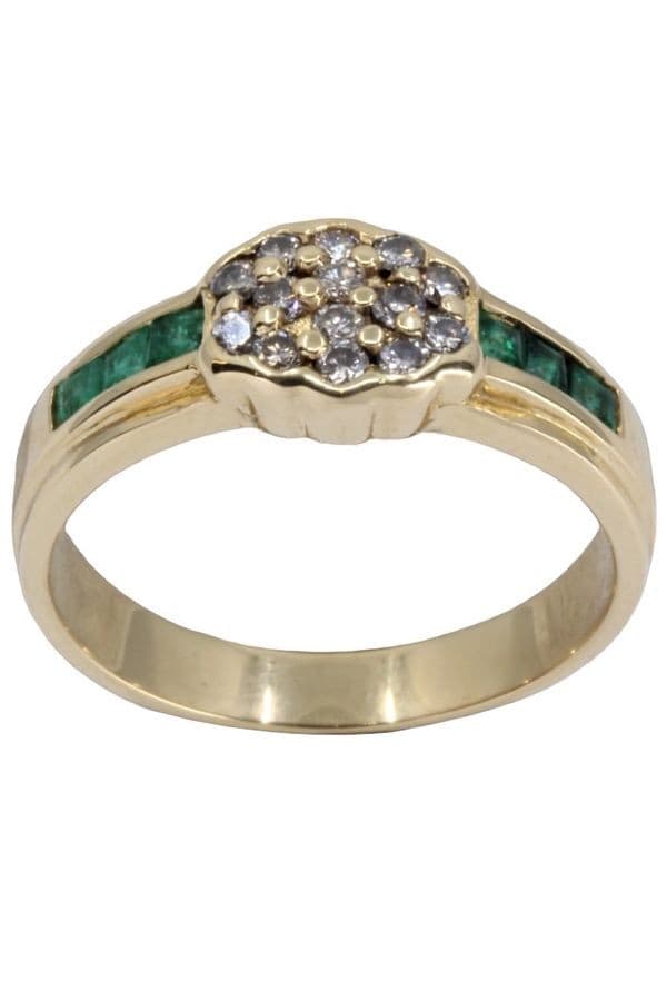 BAGUE MODERNE ÉMERAUDES ET DIAMANTS — vue 1