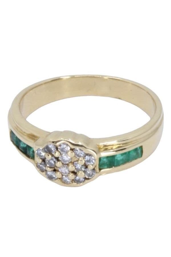 BAGUE MODERNE ÉMERAUDES ET DIAMANTS — vue 3