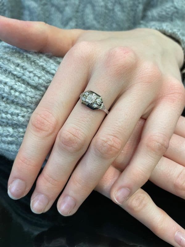 BAGUE ART-DÉCO DIAMANT — vue 2