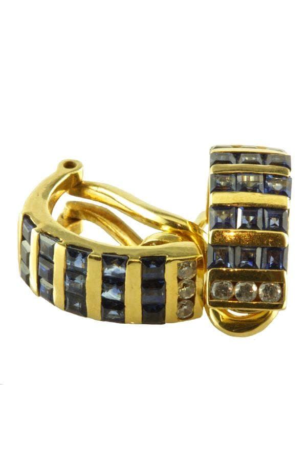 BOUCLES D'OREILLES SAPHIRS ET DIAMANTS — vue 1