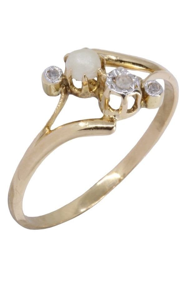 BAGUE NAPOLÉON III PERLE ET DIAMANTS — vue 4