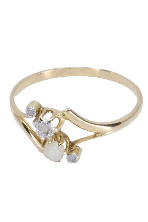 BAGUE NAPOLÉON III PERLE ET DIAMANTS — vue 3