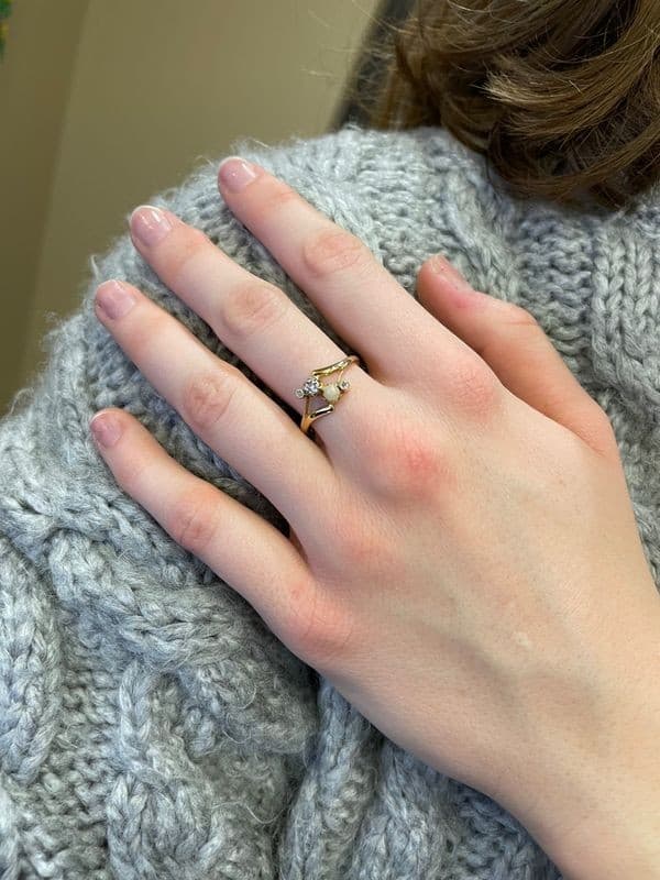 BAGUE NAPOLÉON III PERLE ET DIAMANTS — vue 2