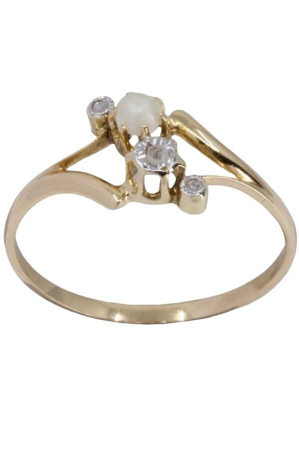 BAGUE NAPOLÉON III PERLE ET DIAMANTS — vue 1