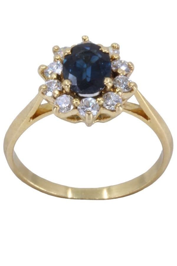 BAGUE MARGUERITE SAPHIR ET DIAMANTS — vue 1