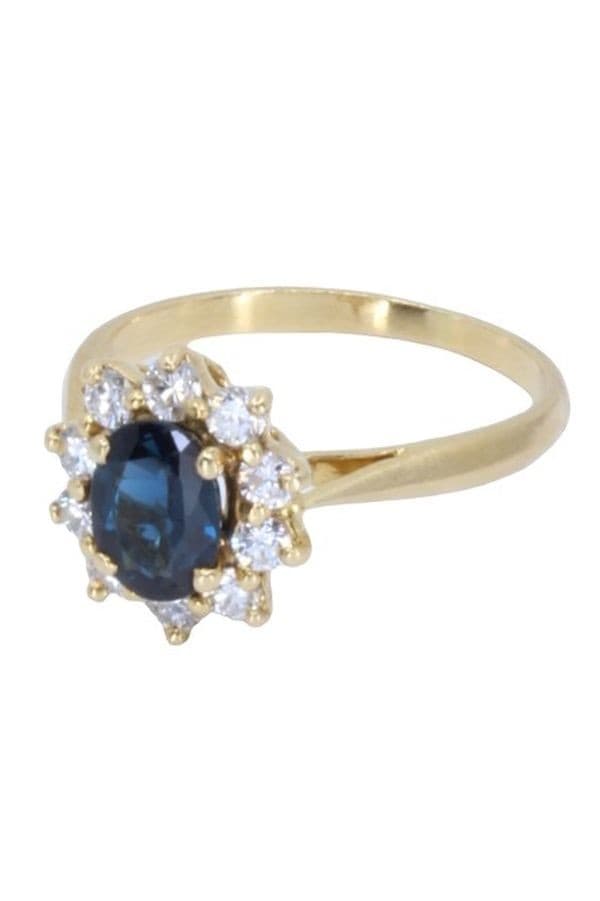 BAGUE MARGUERITE SAPHIR ET DIAMANTS — vue 3