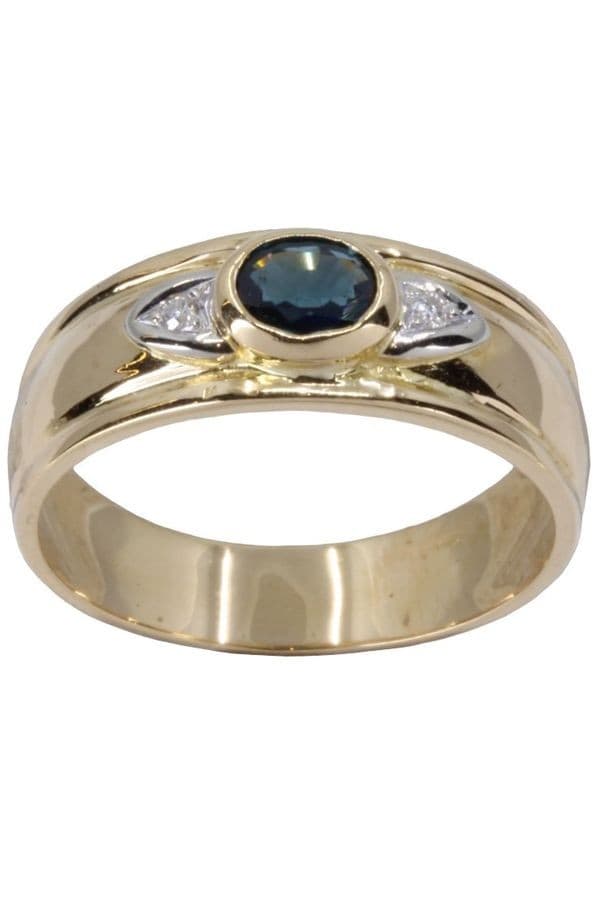 BAGUE JONC SAPHIR ET DIAMANTS — vue 1