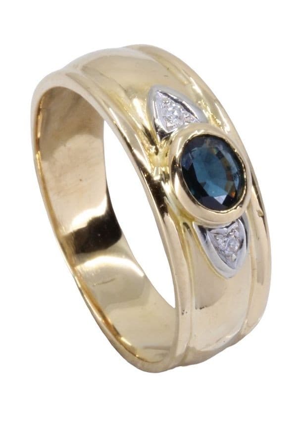 BAGUE JONC SAPHIR ET DIAMANTS — vue 5