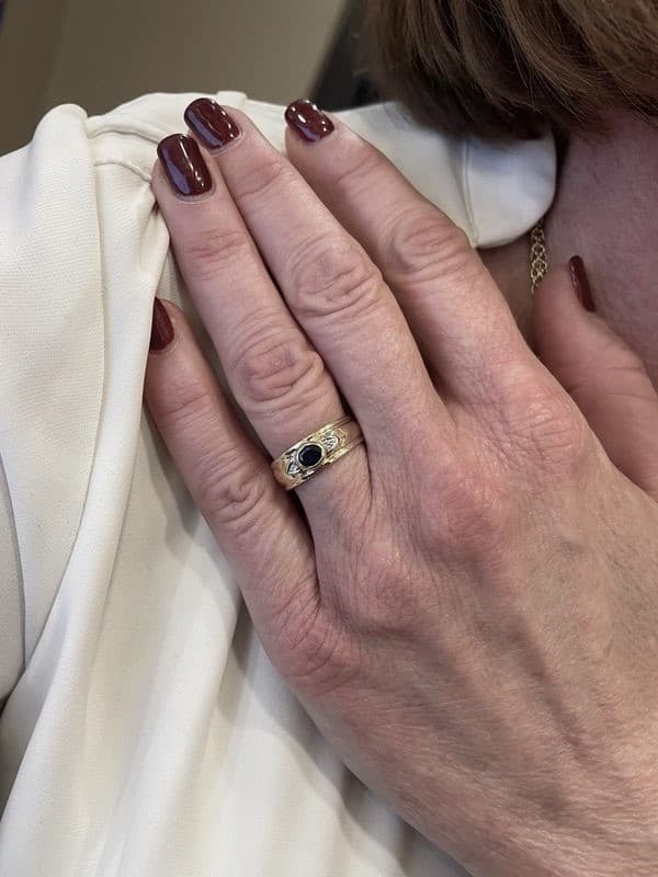 BAGUE JONC SAPHIR ET DIAMANTS — vue 2