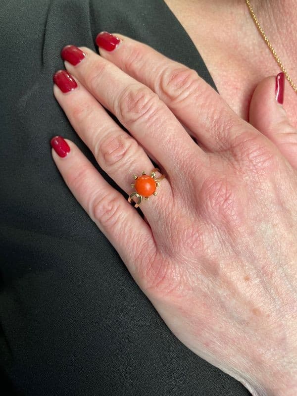 BAGUE PERLE DE CORAIL — vue 2