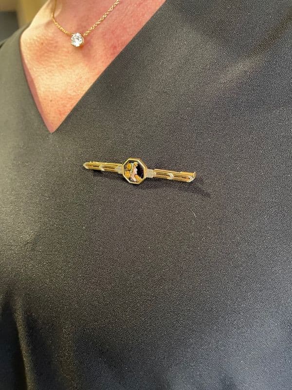 BROCHE ART-DÉCO ÉMAIL DE LIMOGES — vue 2