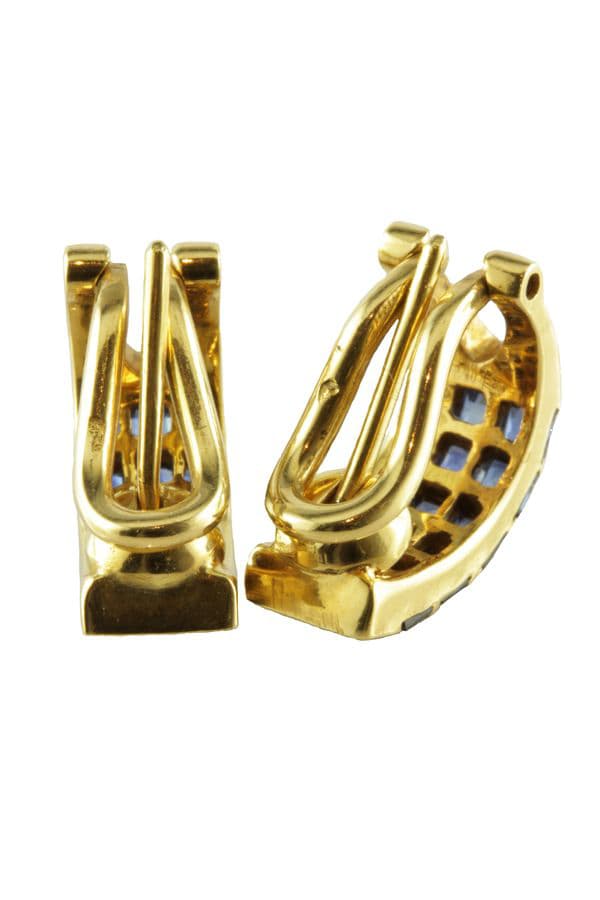 BOUCLES D'OREILLES SAPHIRS ET DIAMANTS — vue 2