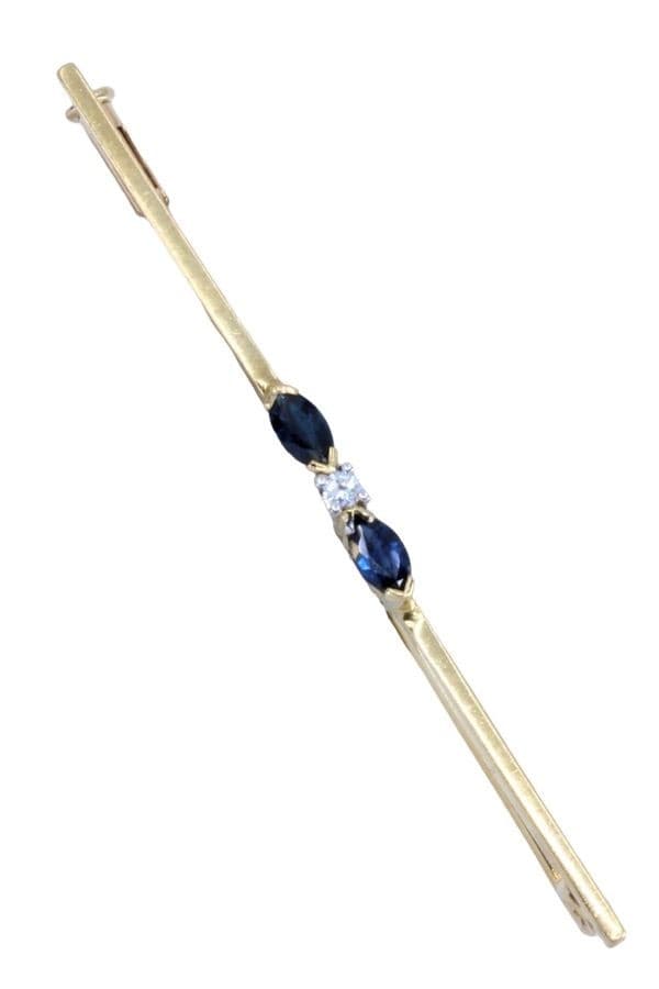 BROCHE ANCIENNE SAPHIRS ET DIAMANT — vue 1