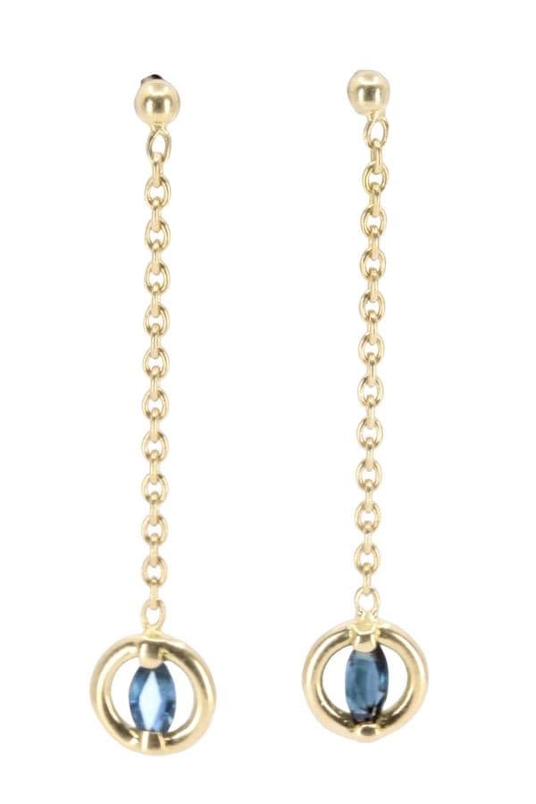 BOUCLES D'OREILLES PENDANTES SAPHIRS — vue 1