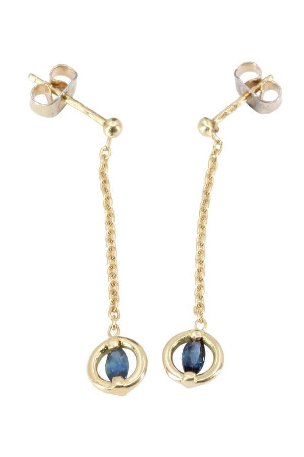 BOUCLES D'OREILLES PENDANTES SAPHIRS — vue 3